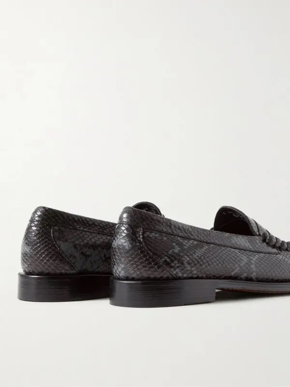 G.H. Bass Weejuns Black Leather Snakeskin Embossed Whitney Comfort Loafers 7 - Picture 9 of 14